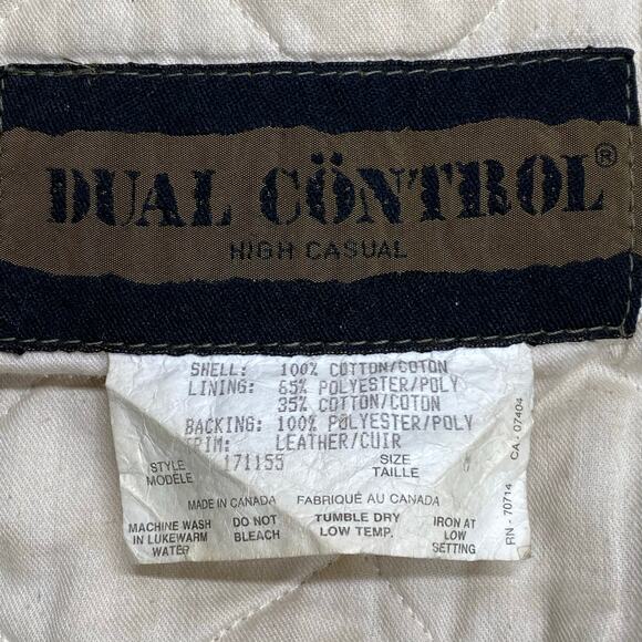 Vtg 80s 90s Dual Control Canvas Leather Bomber Flight Jacket Mens M Quilted Line - Picture 16 of 16
